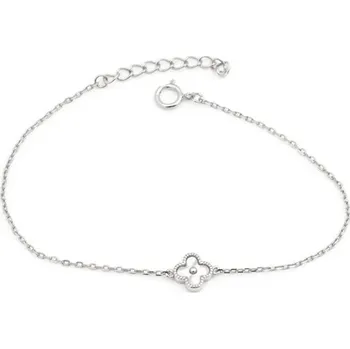 Náramek Dámský stříbrný náramek se čtyřlístkem 17-20 cm STNA0766F