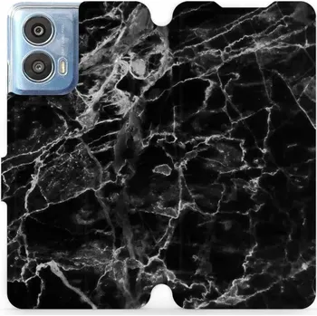 Pouzdro na mobilní telefon Flipové pouzdro Mobiwear - Motorola Moto G24 / Moto G04 - V056P Černý mramor (Knížkové flip pouzdro, obal, kryt na mobil Motorola Moto G24 / Moto G04 - V056P Černý mramor, materiál Umělá kůže + TPU - ochrana 360°, stojánek, silikonová vanička, magnetické)