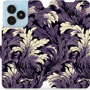 Pouzdro na mobilní telefon Flipové pouzdro Mobiwear - Realme Note 50 - VA46S Fialové rostliny (Knížkové flip pouzdro, obal, kryt na mobil Realme Note 50 - VA46S Fialové rostliny, materiál Umělá kůže + TPU - ochrana 360°, stojánek, silikonová vanička, magnetické zavírání)