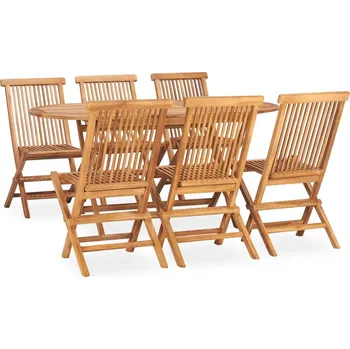 7dílný skládací zahradní jídelní set masivní teakové dřevo Hnědá 3059968