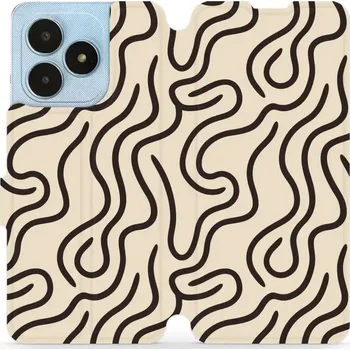 Pouzdro na mobilní telefon Flipové pouzdro Mobiwear - Realme Note 50 - VA60S Linky (Knížkové flip pouzdro, obal, kryt na mobil Realme Note 50 - VA60S Linky, materiál Umělá kůže + TPU - ochrana 360°, stojánek, silikonová vanička, magnetické zavírání)