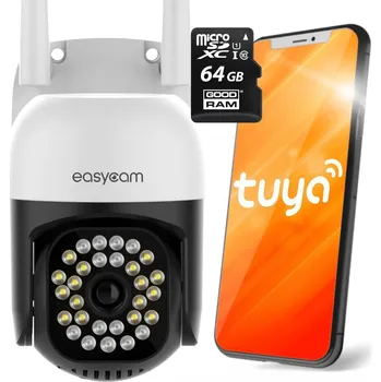 IP kamera EasyCam venkovní WiFi LED 25m Tuya 3MP IP PTZ kamera EC-3PT12L16IR+ 64GB paměťová karta Goodram