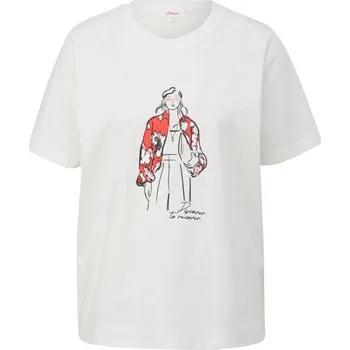 Dámské tričko Dámské tričko s.Oliver RL T-SHIRT 46 Bílá, Černá, Oranžová