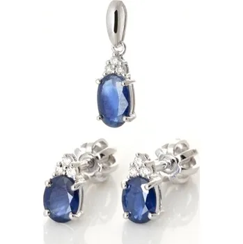 Souprava šperků Souprava z bílého zlata s přírodními safíry a diamanty BSOUP13F+ DÁREK ZDARMA