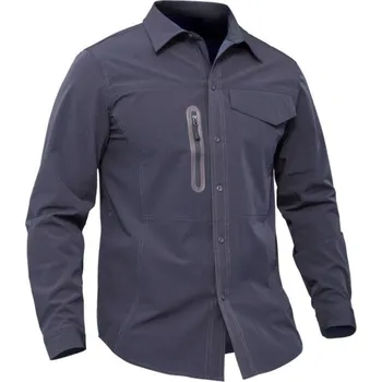 Pánská košile Košile elastická s dlouhým rukávem, šedá, M, Smilodon