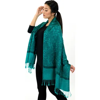 Šátek Himalife Šátek pašmína Nepal - tyrkysová s černou