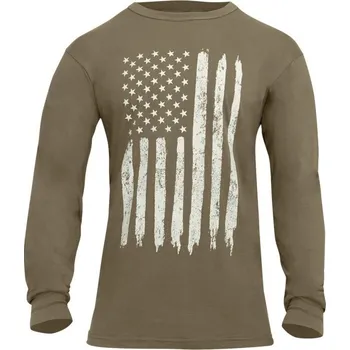 Pánská móda ROTHCO Triko BÍLÁ vlajka USA dlouhý rukáv COYOTE 3XL COYOTE BROWN