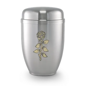 Smuteční dekorace Kovová urna Faith Stříbrná - Růže