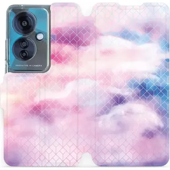 Pouzdro na mobilní telefon Flipové pouzdro Mobiwear - OPPO Reno 11 F 5G - MR02S Vodovkové obrazce (Knížkové flip pouzdro, obal, kryt na mobil OPPO Reno 11 F 5G - MR02S Vodovkové obrazce, materiál Umělá kůže + TPU - ochrana 360°, stojánek, silikonová vanička, magnetické zavírání)