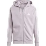 Pánská mikina adidas ESSENTIALS FLEECE 3-STRIPES FULL-ZIP HOODIE S Růžová, Bílá