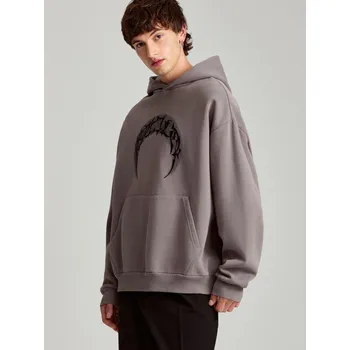 Oversize mikina s potiskem - XS - House - tmavošedý - 580CC-90X