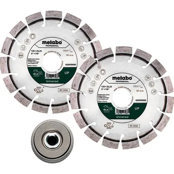 Řezný kotouč Metabo Sada: 2x Diamantový řezný kotouč 125x22,23mm, „UP“ + 1x rychloupínací matice M 14 628582000 free_store_pickup