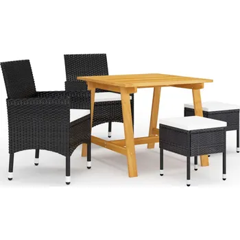 5dílný zahradní jídelní set černý Černý 3068691