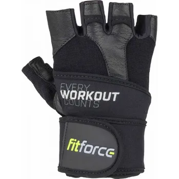 Fitness rukavice Kožené fitness rukavice Fitforce LINEAR M Černá, Bílá