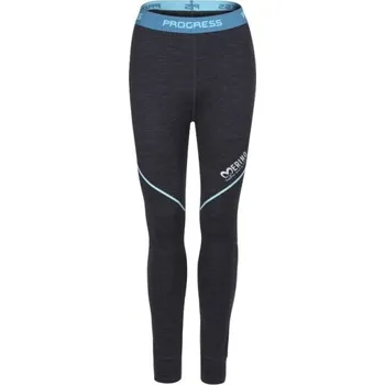 Dámské termoprádlo Dámské funkční merino spodky PROGRESS MERINO LT L Tmavě šedá, Světle modrá
