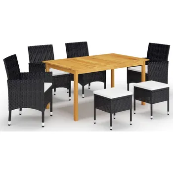 7dílný zahradní jídelní set černý Černý 3067777