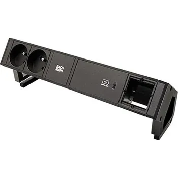 BACHMANN Systém DESK 2, 2x zásuvka CZ, zdroj 60W (USB C), 1x volné, černý (902.985) - 19.07.0087