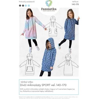 Nit Tištěný střih Dívčí mikinošaty SPORT | 140-170