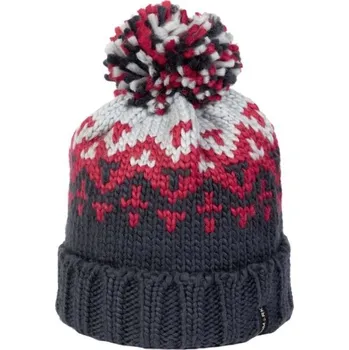 Pokrývka hlavy Dámská zimní pletená čepice Finmark WINTER HAT OS Tmavě šedá, Bílá, Červená