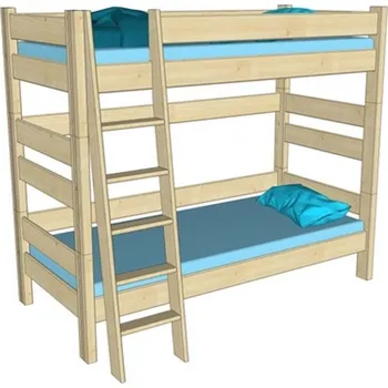 Nábytek Gazel Sendy palanda etážová postel smrk výška 180 cm přírodní lak, bez roštů