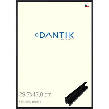 Rám na obraz DANTIK rámeček 29,7x42 | ALU profil 7001 Černá matná (Plexi Čiré) (Vyrobeno s láskou u nás v DANTIKU)