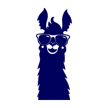Samolepící dekorace Lama 007 levá s brýlemi (23 - tmavě modrá) SAMOLEPKA NA AUTO, NÁLEPKA, FÓLIE, POLEP, TUNING, VLASTNÍ TEXT, TISK, AUTOSAMOLEPKY.cz, POLEPY, OBRÁZEK, LOGO, 3D STICKERS