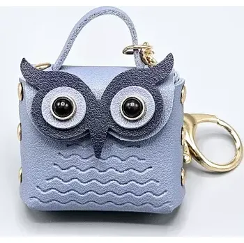 Kabelka Sovička z eko kůže jako přívěsek na klíče modrá