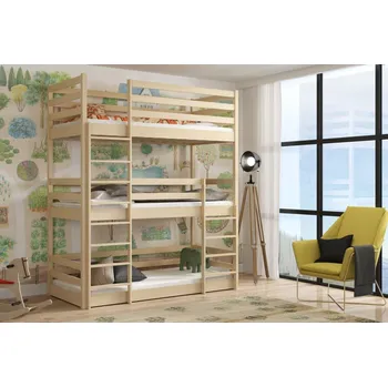 Dětská postel Třípatrová postel Teo Barva dřeva: Borovice přírodní, 90x200