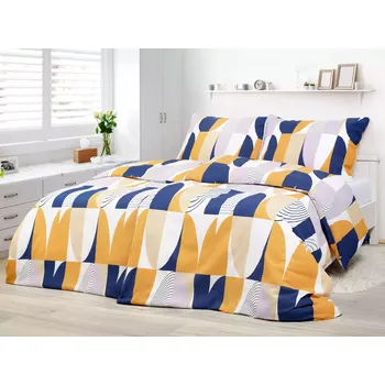 Povlečení Krepové povlečení - pastelové výseče na modré 240x200+2ks 70x90