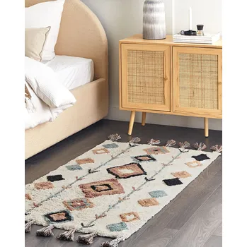 Koberec Koberec Vícebarevný Bavlna 80 x 150 cm Obdélníkový se střapci Diamantový vzor Boho Orientální Beliani