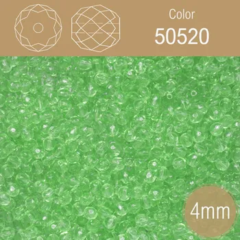 Módní doplněk Korálky BROUŠENÉ 4mm. Barva 50520. Průhledná zelená. Balení 120Ks.
