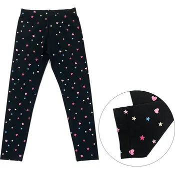 Dívčí legíny Wolf H2451 vel. 104-122 černé se srdíčky a hvězdičkami