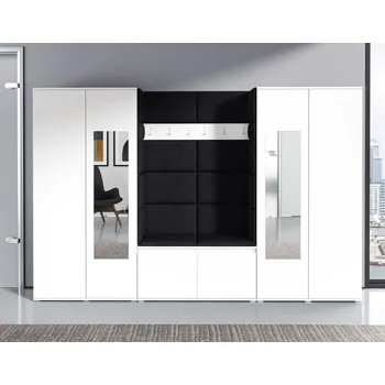 Předsíňová stěna Předsíňová stěna Emi 10 - bílá Barva čalounění: Černá - Trinity 16