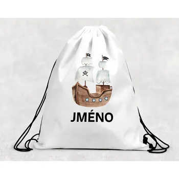 Dětský batoh Domovi Taška na přezůvky se jménem Pirátská loď 30 x 39,5 cm