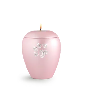 Smuteční dekorace Zvířecí urna Crystal Paw se svíčkou - Rose 1,5l