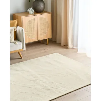 Koberec Koberec béžový vlna 200 x 230 cm abstraktní vzor motiv obývací pokoj ložnice moderní design Beliani