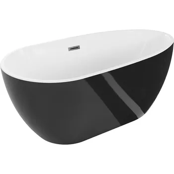 Vana Mexen Eos volně stojící vana 150 x 75 cm, bílá/černá, přepad gun metal - 52471507575-95 Volně stojící vany