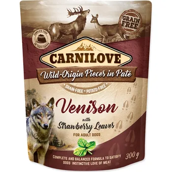 Krmivo pro psa 12ks Carnilove Dog Pouch Paté Venison with Strawberry Leaves 300g