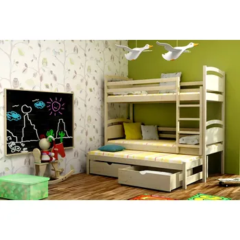 Dětská postel Dětská patrová postel pro 3 - Mája 2 Barva dřeva: Borovice přírodní, 80x180