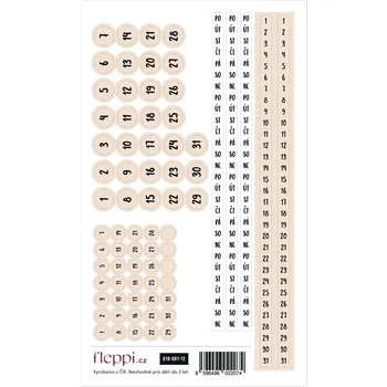 samolepka Fleppi Color coding kolekce | nude béžová – čísla