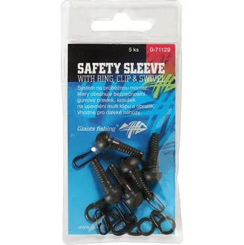 Rybářský háček Giants fishing Montáž Safety Sleeve with Ring, Clip a Swivel, 5ks
