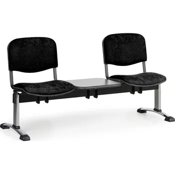Čalouněná lavice do čekáren VIVA, 2-sedák, se stolkem, černá, chromované nohy