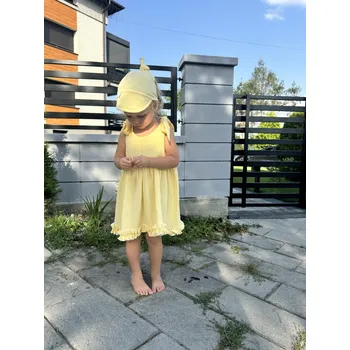 Kojenecké šaty Mimilove Letní mušelínové šatičky 12-24 měsíců Žluté