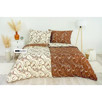 Povlečení Stanex Ložní povlečení bavlněné fantazie béžovo-hnědá (LS84) ROZMĚR: 140x200 cm + polštář (90x70 cm)