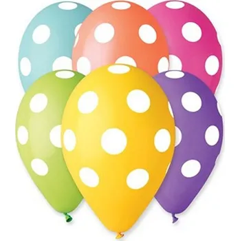 Balónek Gemar Kulaté Latexové balónky 30cm Mix barev Puntíky 5ks