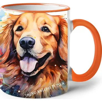 Keramický hrnek Zlatý retrívr, Barva Oranžová, Velikost 330 ml, Canvas Keramický hrnek s barevným uchem 2628