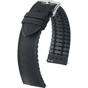 Módní doplněk Textilní řemínek Hirsch Arne L 0925090050-2, černý, textil/přírodní kaučuk, délka L, Quick Release - 18 mm