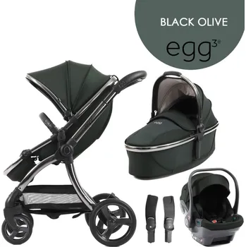 Kočárek Egg egg3® SET 4v1 Black Olive 2024, kočárek, korba, autosedačka, adaptér