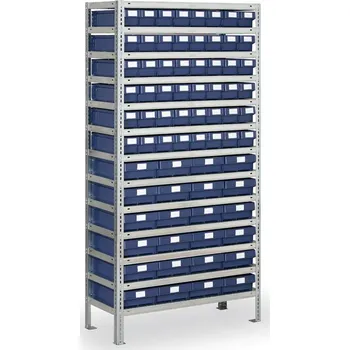 Dílenský regál Regál s plastovými boxy MAX - 2000 x 300 x 1000 mm, 40x A, 28x D