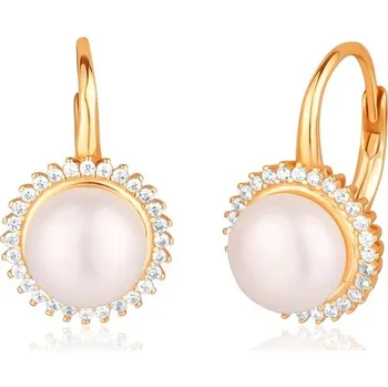 Náušnice JVD Bronzové náušnice s perlami a zirkony SVLE2122XH2RP00 + 2 měsíce na vrácení zboží